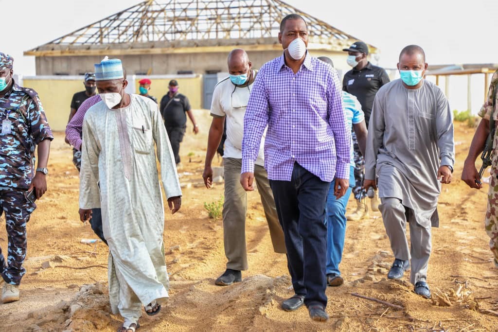 Governor Zulum Inspects housing sites at Auno, Njimtilo