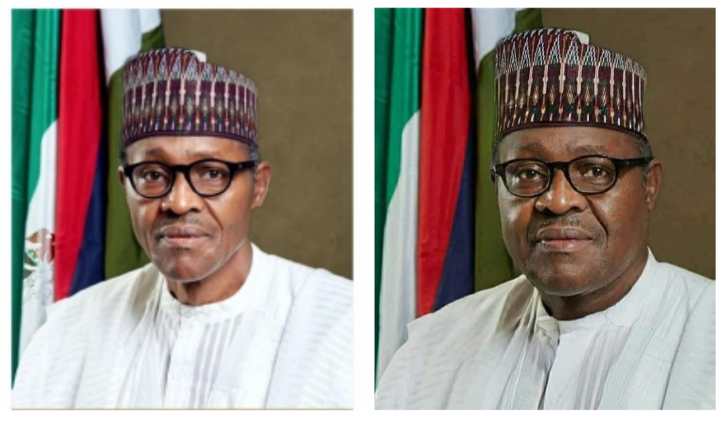 Original portrait of Buhari versus the manipulated picture