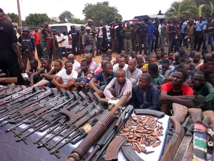 File. Suspects paraded by the police in Katari Divisional Police Headquarters, Kaduna May 2019